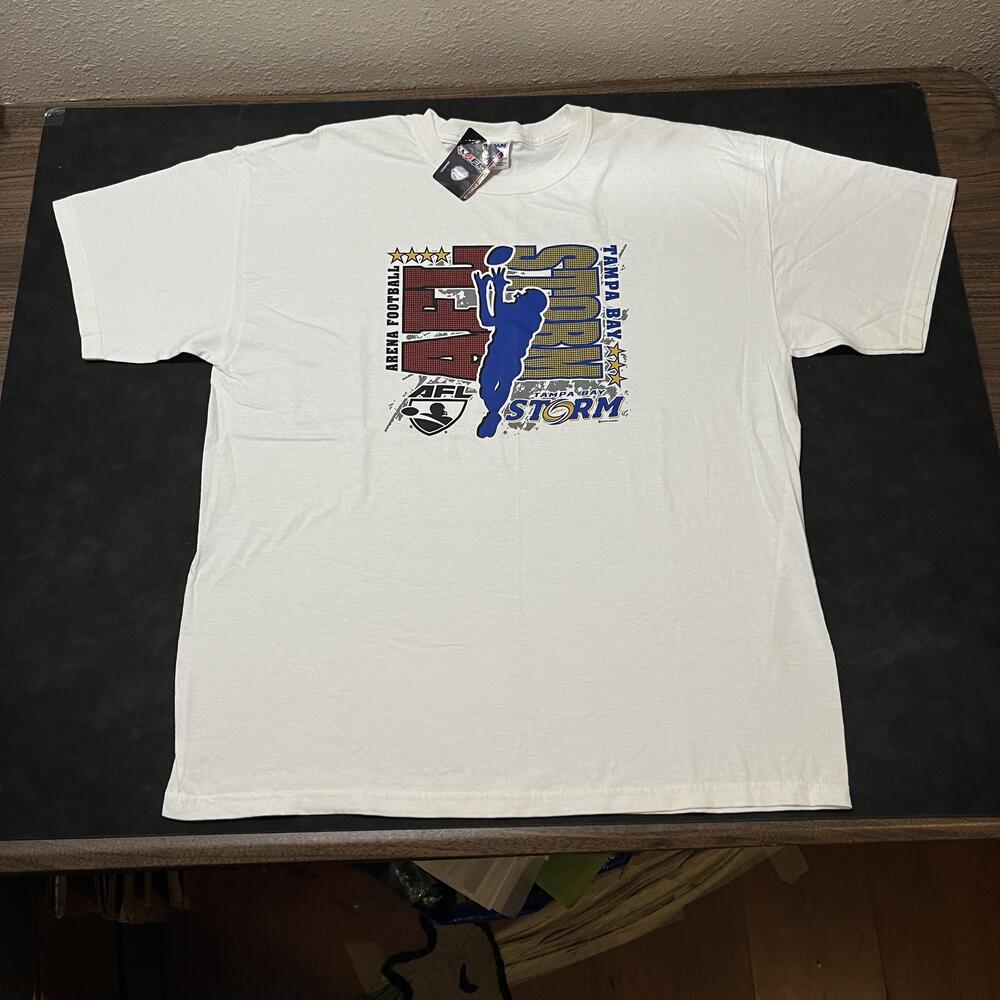 Tampa Bay Storm Shirt Mens XL White AFL Football Arena League Tee New Tags